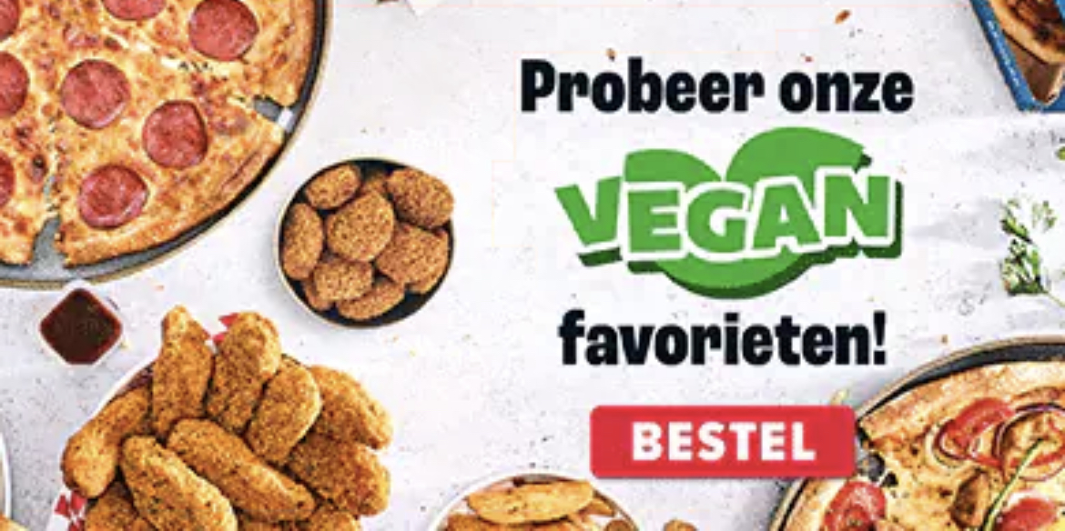 Vegan pizza bij Dominos