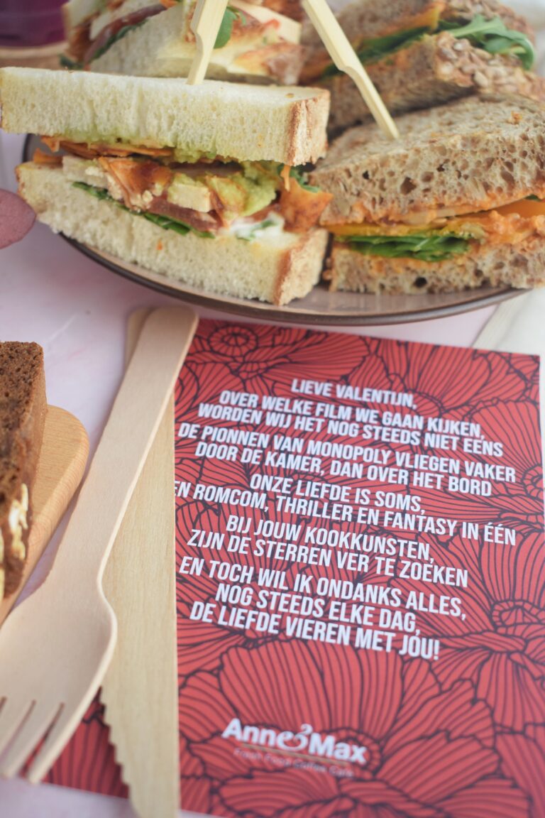 Anne en Max vegan valentijnsbox vegan sandwich