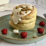 Fluffy vegan vanille proteine pancakes