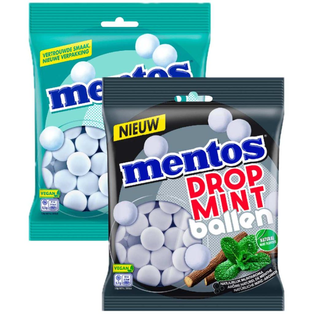 Mentos pepermunt en dropmint ballen