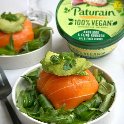 Vegan zalmbonbons gevuld met Paturain