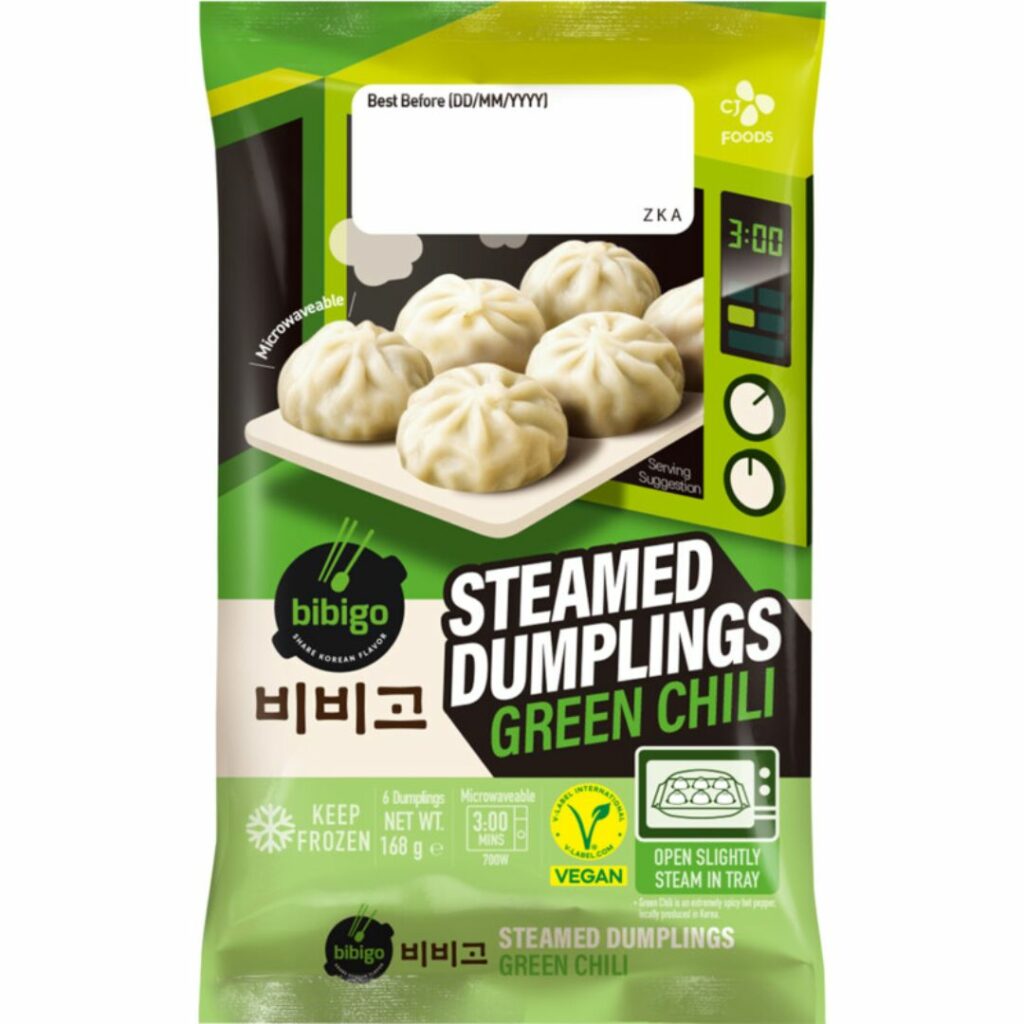 Bibigo steamed dumplings green chili